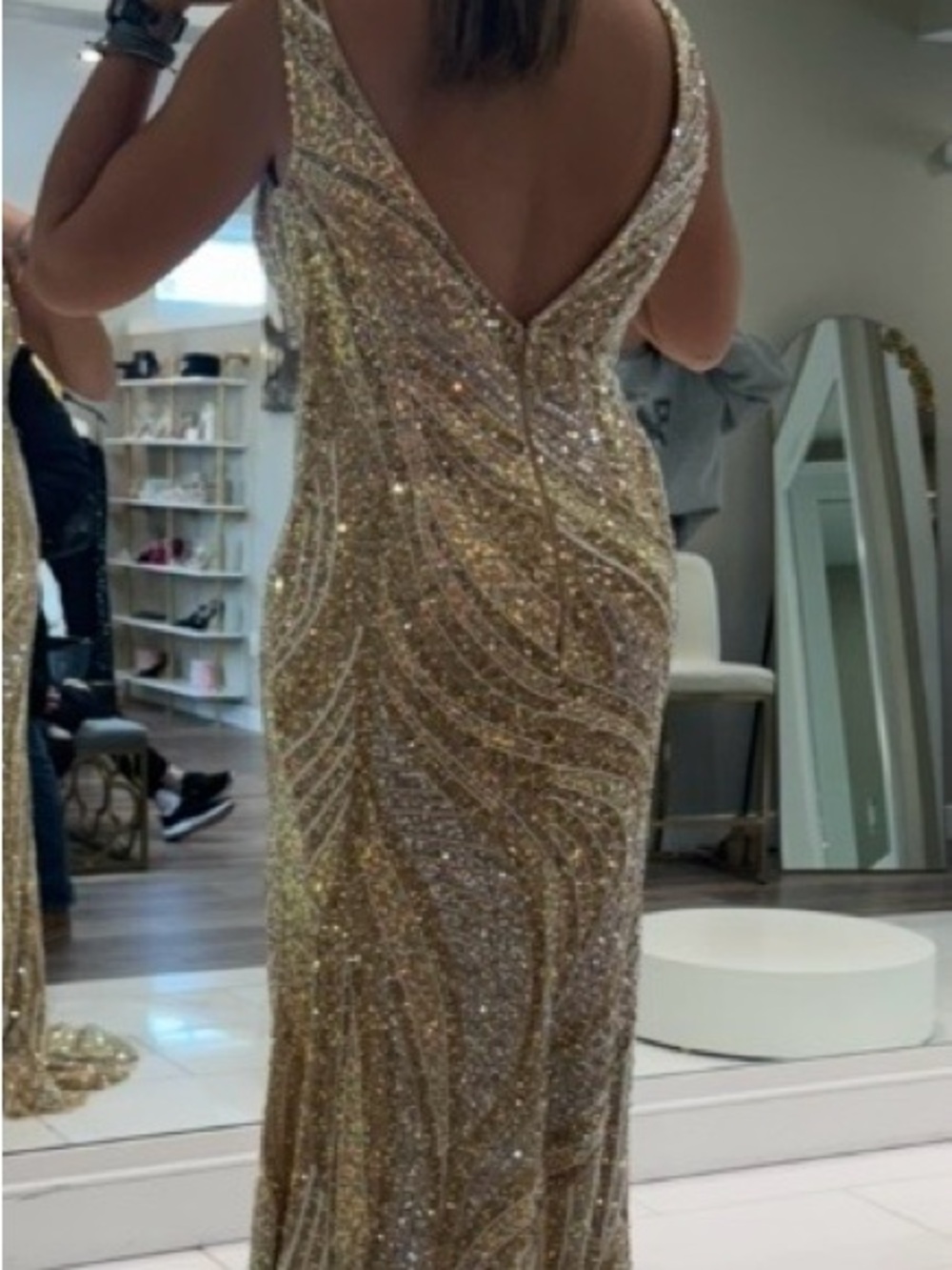 JVN by Jovani Glittering Rose Gold Beaded Evening Gown - Picture 2 of 4